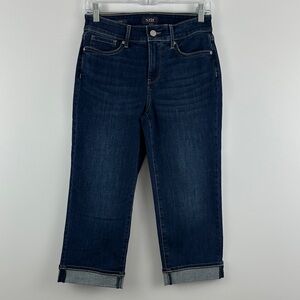 NYDJ Marilyn Crop Jeans Cool Embrace Lift Tuck Mid Rise Dark Wash 4